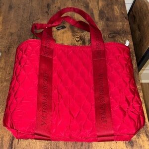 Victoria's Secret Bold Red Quilted Tote